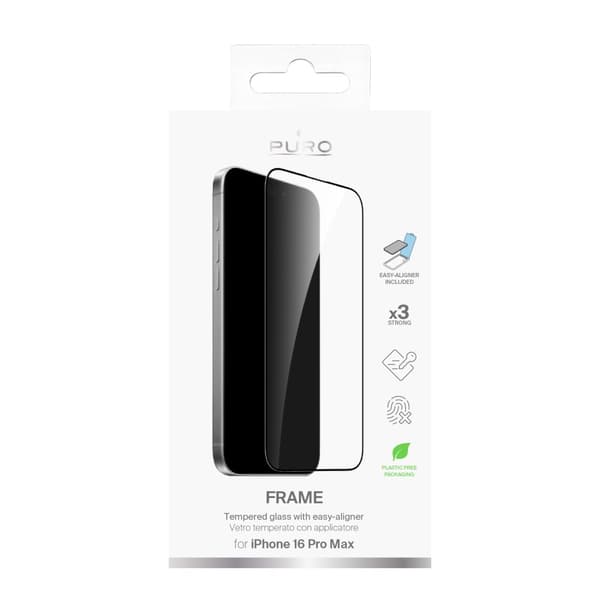 iPhone 16 Pro Max Frame Tempered Glass, Applicator included