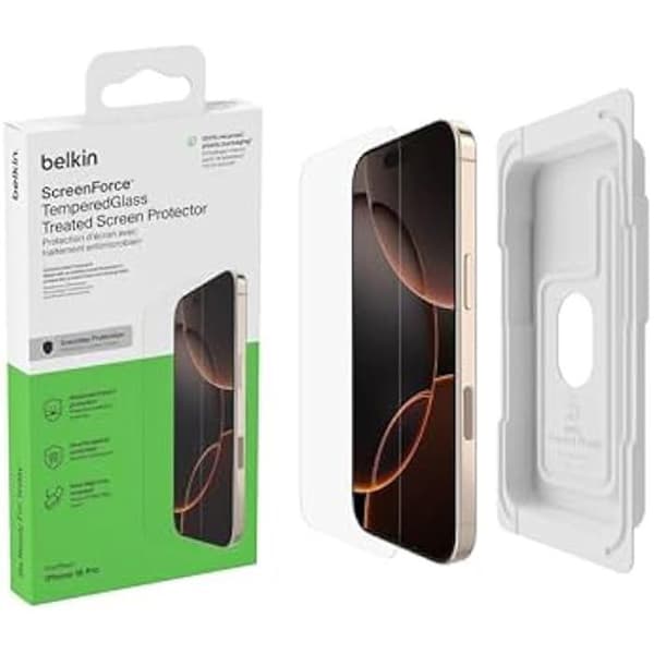 Härdat glas - BELKIN - ScreenForce TemperedGlass - iPhone 16 Pro - 9H anti-repa - Ultratunn design 0,33 mm