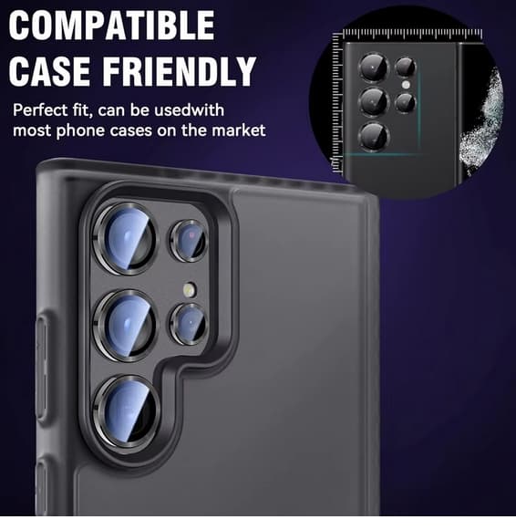 2-Pak Samsung S25 Ultra kameralinsebeskytter hærdet glas - sort