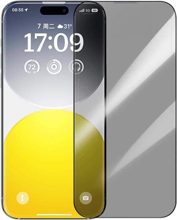 Skärmskydd - Baseus - Diamond Series - Härdat glas - Privat skydd - iPhone 15