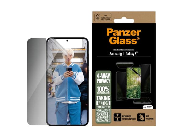 PanzerGlass ® ECO MATRIX 4-way Privacy Screen Protector Samsung Galaxy S25 | S24 | Ultra-Wide Fit, Samsung, Samsung - Galaxy S25, Samsung - Galaxy S2