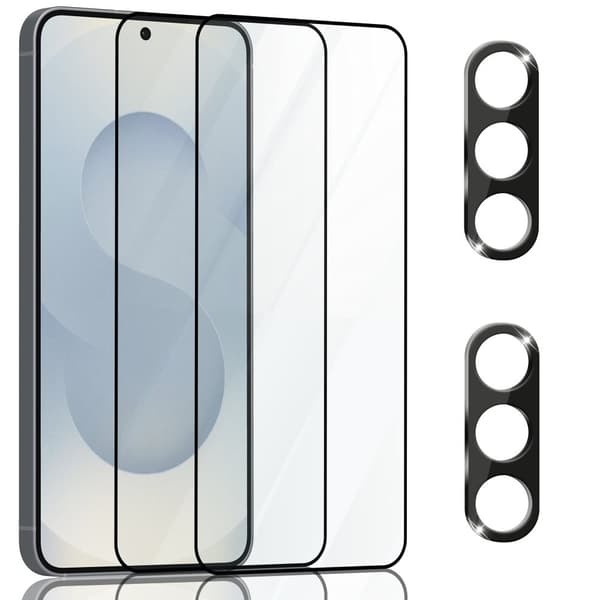 2-Pack Samsung S25 Skärmskydd & 2-Pack linsskydd - Härdat Glas 9H - Super kvalitet 3D
