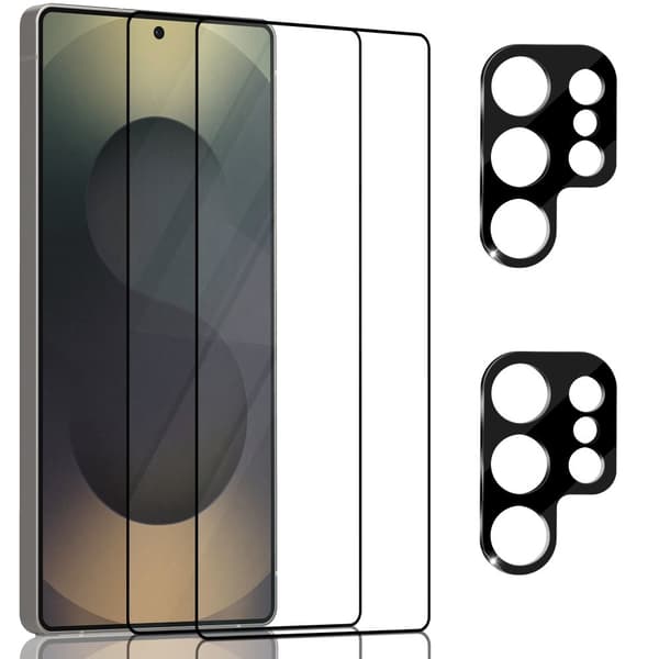 2-Pack Samsung S25 Ultra Skærmbeskyttelse & 2-Pack linsebeskyttelse - Hærdet Glas 9H - Super kvalitet 3D