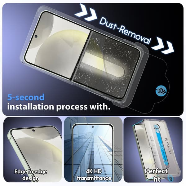 Samsung Galaxy S25 Skärmskydd 2-pack & Linsskydd 2-pack - Härdat Glas | [Automatisk Installation] - Bubbelfritt