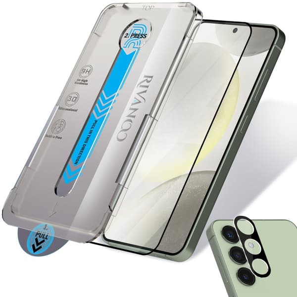 Samsung Galaxy S25 Skärmskydd 2-pack & Linsskydd 2-pack - Härdat Glas | [Automatisk Installation] - Bubbelfritt