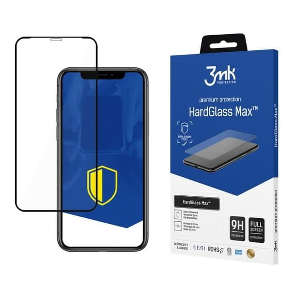 3MK Apple iPhone Xr/11 HardGlass Max™ förstärkt härdat glas - transparent/svart - TU