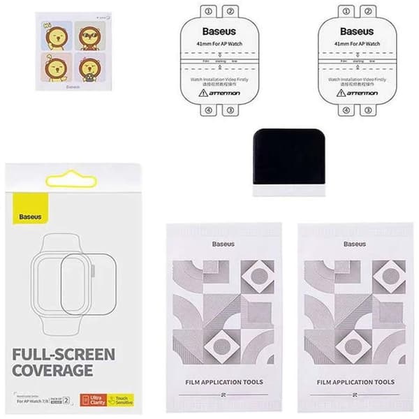 Paket med 2x skyddsfilm för Apple Watch 7/8/41mm + monteringssats – transparent -p6001510b201-02