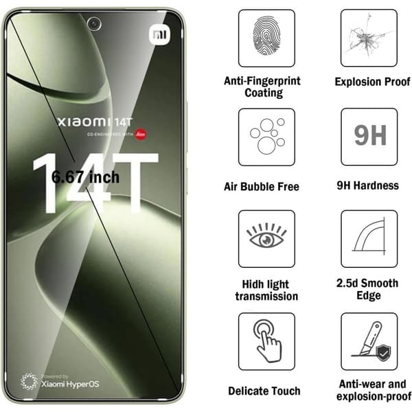 Xiaomi 14T Pro Härdat glas 0.26mm 2.5D 9H