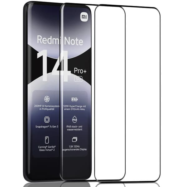 2-Pack Xiaomi Redmi Note 14 Pro Plus Skærmbeskyttelse - Hærdet Glas 9H - Super kvalitet 3D