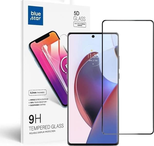 Blå stjärna Härdat glas 5D - för Motorola Edge 30 Ultra - svart