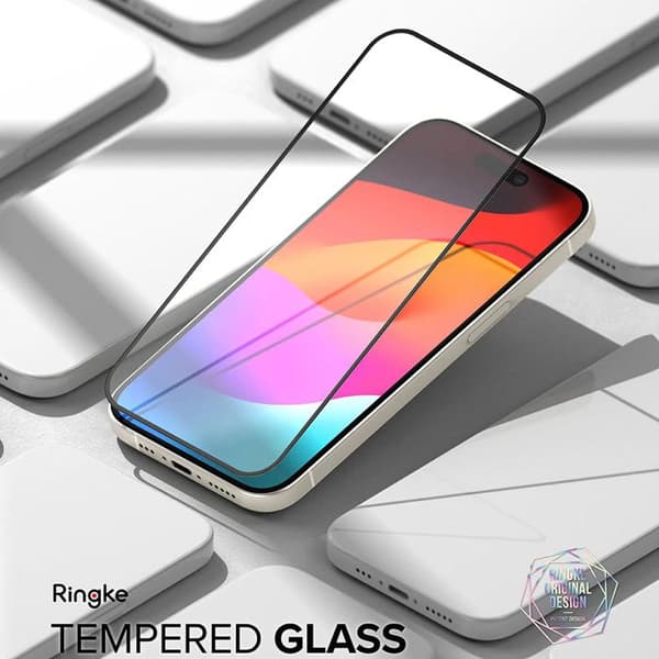 Coque för iPhone 15 / iPhone 16 - Härdat Glas Ringke - Svart
