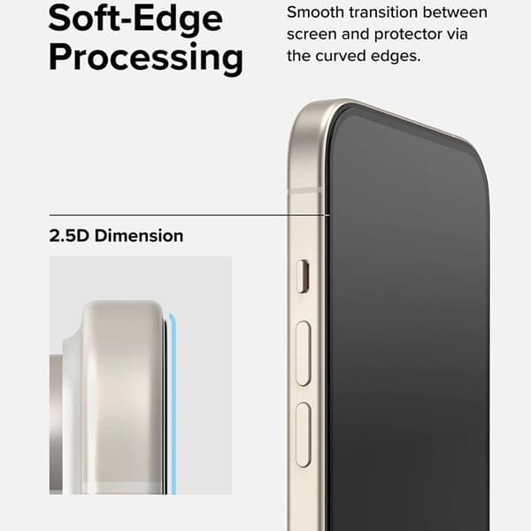 Coque för iPhone 15 / iPhone 16 - Härdat Glas Ringke - Svart