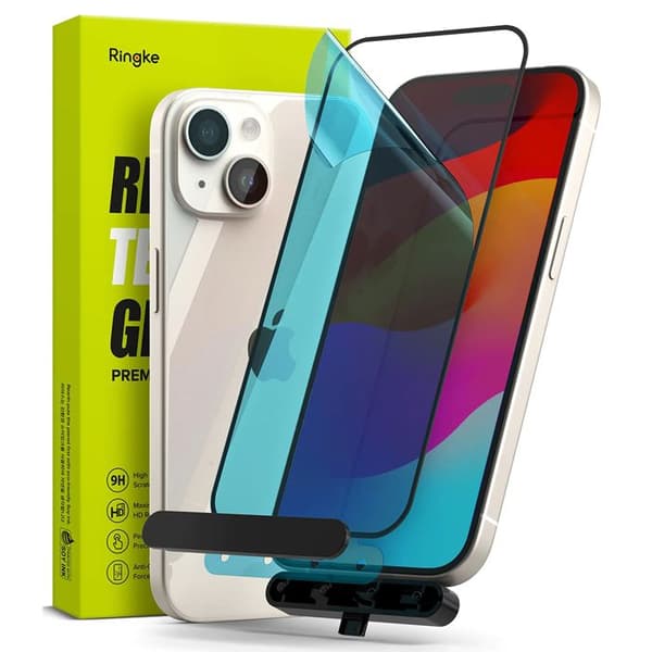 Coque för iPhone 15 / iPhone 16 - Härdat Glas Ringke - Svart