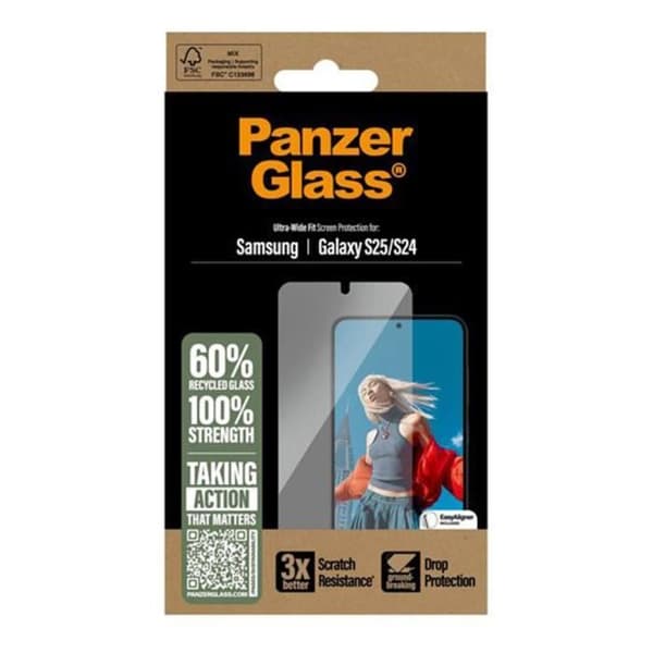 Skärmskydd för Galaxy S24 / S25 Ultra-Bred Passform Oléofob Panzer Glas Transparent