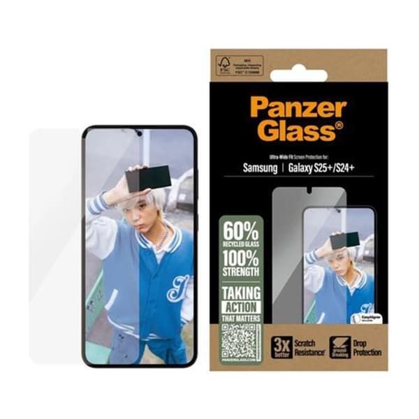 Skärmskydd för Galaxy S25 Plus Ultra-Bredpassande Oléofob Panzerglas Transparent