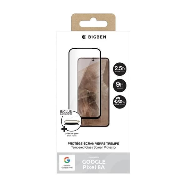 Skärmskydd för Google Pixel 8a i Härdat Glas 2.5D 9H MFG BigBen Svart Transparent