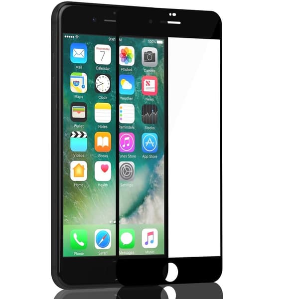 1-Pack Iphone 7 Plus Black Skærmbeskyttelse - Hærdet Glas 9H - Super kvalitet 3D