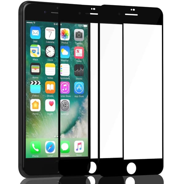 2-Pack Iphone 7 Plus Black Skärmskydd - Härdat Glas 9H - Super kvalitet 3D