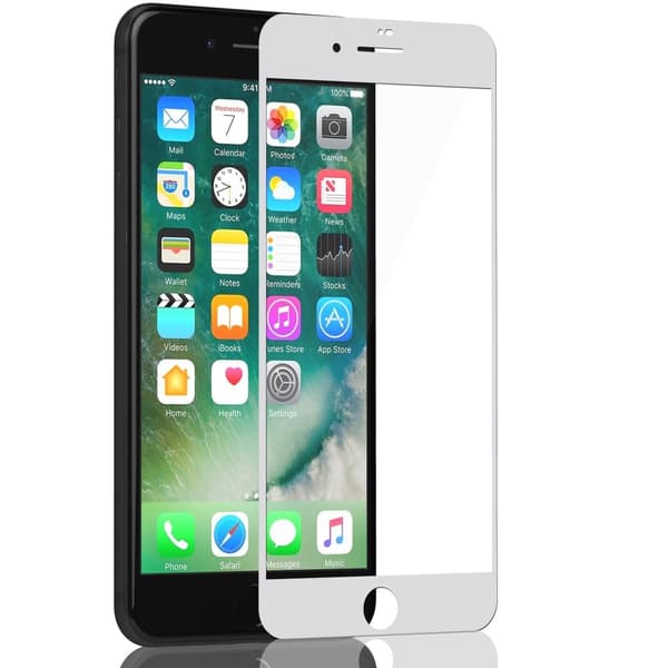 1-Pack Iphone 7 Plus White Skärmskydd - Härdat Glas 9H - Super kvalitet 3D