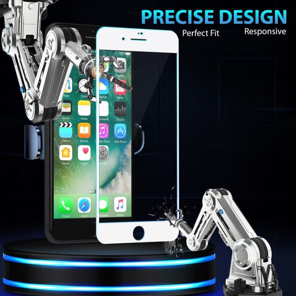 1-Pack Iphone 7 White Skærmbeskyttelse - Hærdet Glas 9H - Super kvalitet 3D