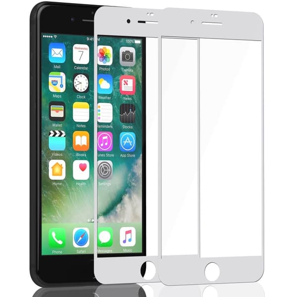 2-Pack Iphone 7 White Skärmskydd - Härdat Glas 9H - Super kvalitet 3D