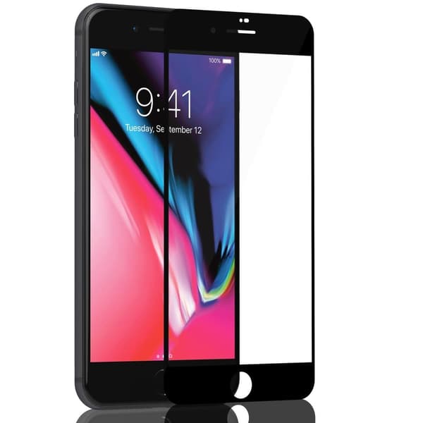 1-Pack Iphone 8 Plus Black Skærmbeskyttelse - Hærdet Glas 9H - Super kvalitet 3D