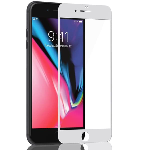 1-Pack Iphone 8 Plus White Skærmbeskyttelse - Hærdet Glas 9H - Super kvalitet 3D