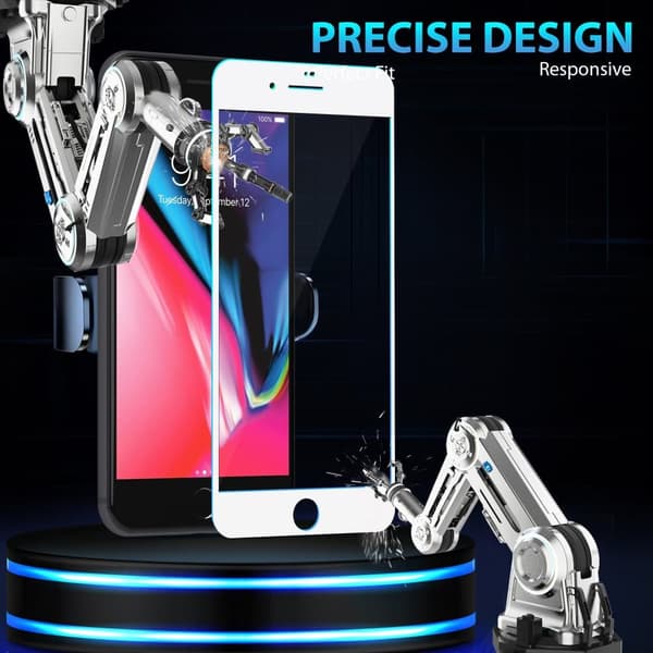 2-Pack Iphone 8 Plus White Skärmskydd - Härdat Glas 9H - Super kvalitet 3D