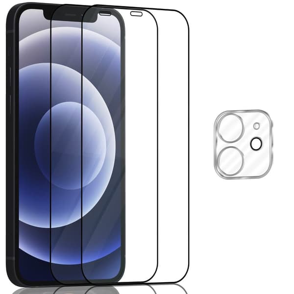 2-Pack ‏‏Iphone 12 Mini Skærmbeskyttelse & 1-Pack linsebeskyttelse - Hærdet Glas 9H - Super kvalitet 3D