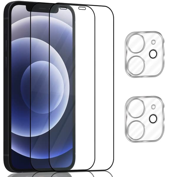 2-Pack ‏‏Iphone 12 Mini Skærmbeskyttelse & 2-Pack linsebeskyttelse - Hærdet Glas 9H - Super kvalitet 3D