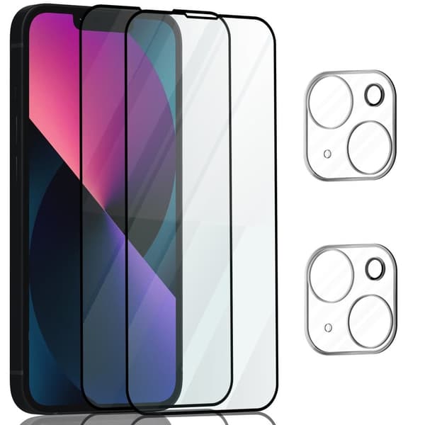 2-Pack ‏‏Iphone 13 Mini Skärmskydd & 2-Pack linsskydd - Härdat Glas 9H - Super kvalitet 3D