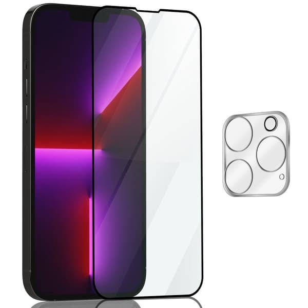 1-Pack ‏‏Iphone 13 Pro Skærmbeskyttelse & 1-Pack linsebeskyttelse - Hærdet Glas 9H - Super kvalitet 3D
