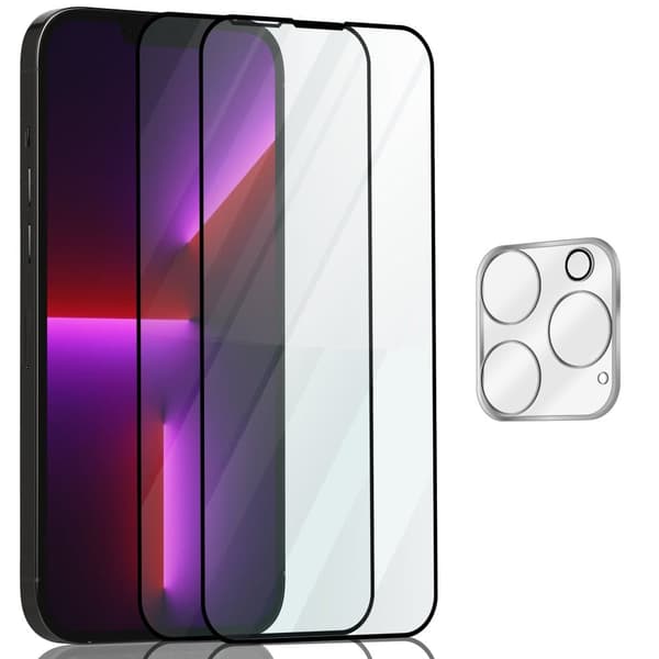 2-Pack ‏‏Iphone 13 Pro Skärmskydd & 1-Pack linsskydd - Härdat Glas 9H - Super kvalitet 3D