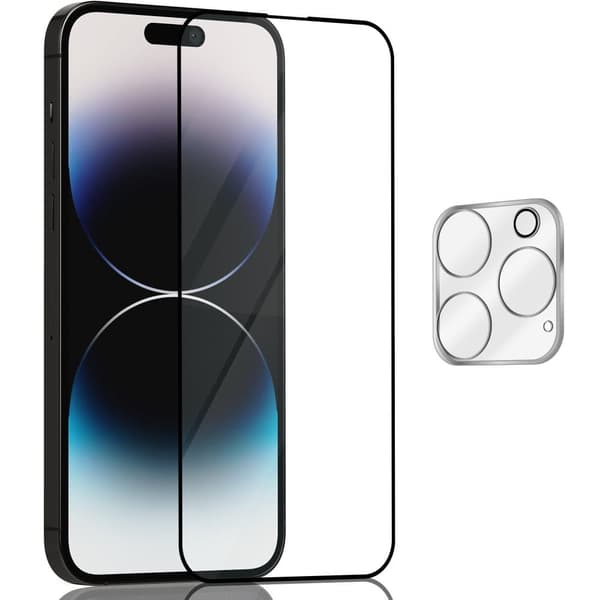 1-Pack ‏‏Iphone 14 Pro Skärmskydd & 1-Pack linsskydd - Härdat Glas 9H - Super kvalitet 3D
