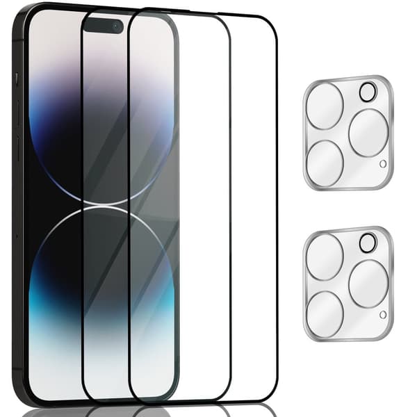 2-Pack Iphone 14 Pro Skärmskydd & 2-Pack linsskydd - Härdat Glas 9H - Super kvalitet 3D