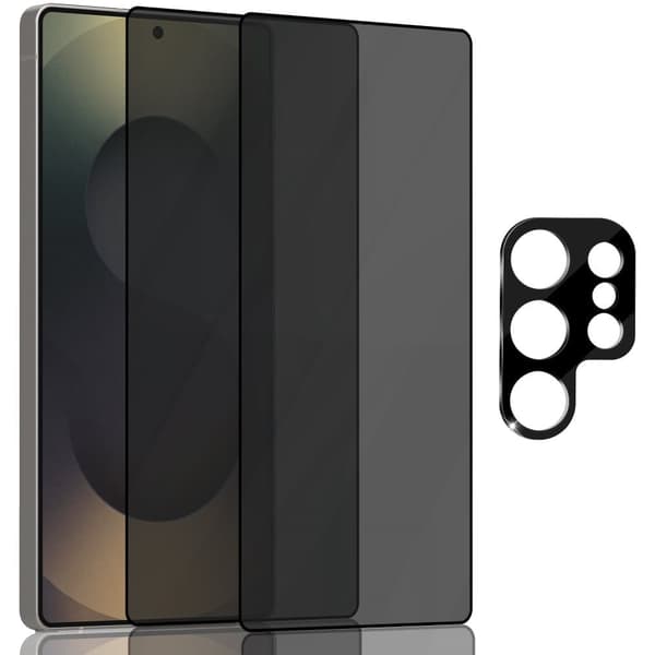 2-Pack Samsung S25 Ultra Privacy Skærmbeskyttelse & 1-Pack linsebeskyttelse - Hærdet Glas 9H - Super kvalitet 3D