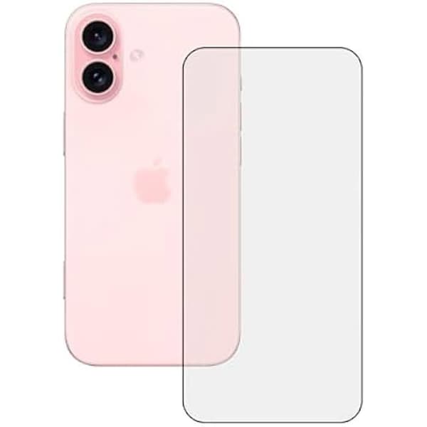 Skärmskydd - KSIX SMART YOUR TECH - iPhone 16 - 9H härdat glas - svart kant - dubbelhäftande