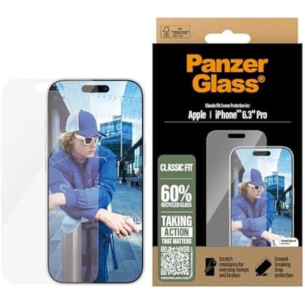Skärmskydd - PANZERGLASS - iPhone 16 Pro - Härdat glas - Stöttålig - Lätt att installera