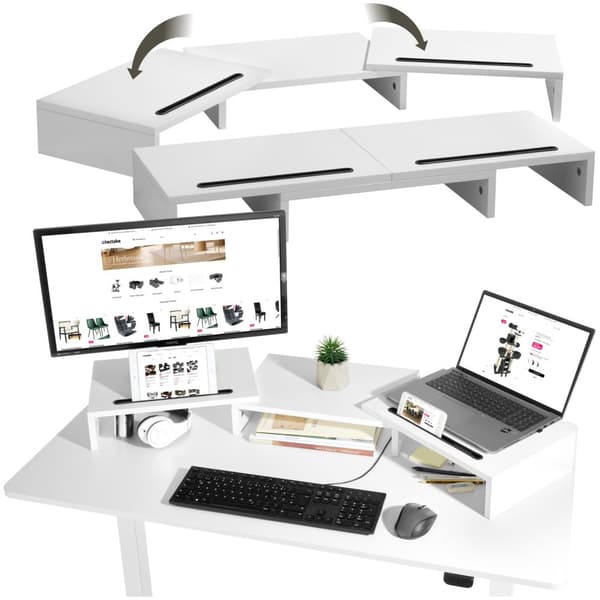 Skærmholder Bozen, 3-delt, inkl. smartphoneholder - hvid