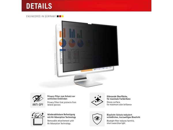 Displex PRIVACY SAFE removable 2-way privacy filter for Studio Display 27", 68.6 cm (27"), Monitor, Frameless display privacy filter, 5H, Glossy / Ma