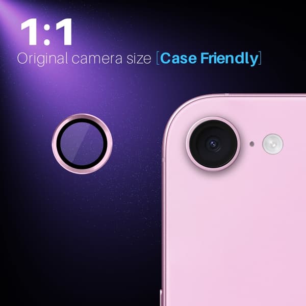 SKALO iPhone 16e NORTHJO Kamerabeskyttelse Metalring - Pink