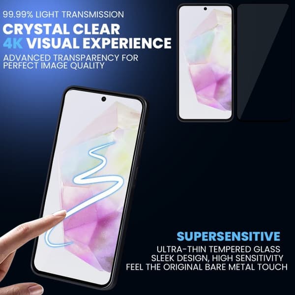 2-Pack Samsung A56 Skärmskydd & 2-Pack linsskydd - Härdat Glas 9H - Super kvalitet 3D