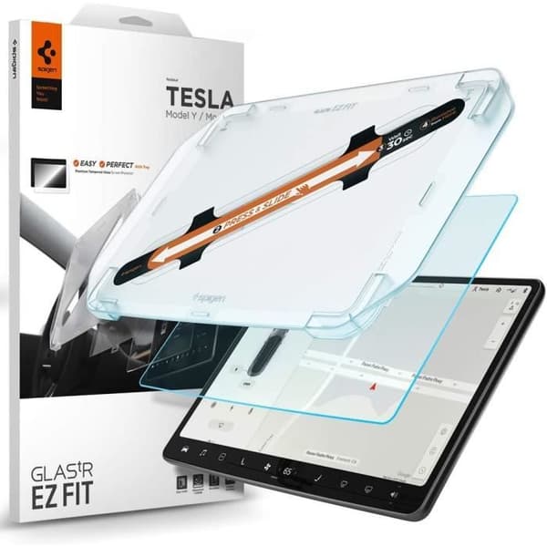 Härdat Glas - SPIGEN - Glas.tR EZ Fit - Tesla Model 3/Model Y - Enkel Installation - 9H Hårdhet