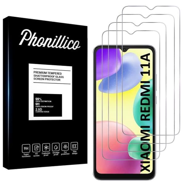 Härdat Glas för Xiaomi Redmi 11A [Pack 4] Skyddsglas Film Phonillico®