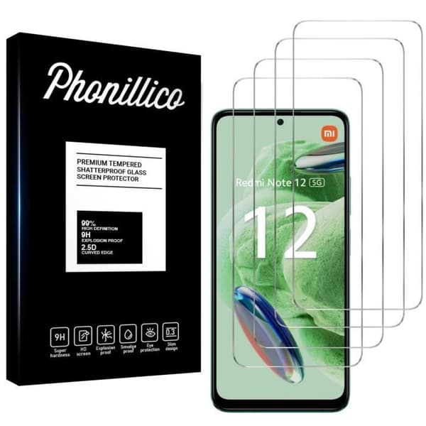 Härdat Glas för Xiaomi Redmi Note 12 5G [Pack 4] Skärm skydd Film Phonillico®
