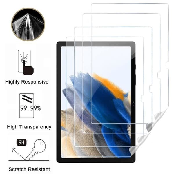 Skyddsskärm i plast för Samsung Galaxy TAB A8 10.5 (2021) [Pack 4] Slitstark filmfäste Phonillico®