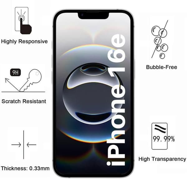 Film av säkerhetsglas - Phonillico® - iPhone 16e - Pakke med 4 - Mycket repbeständig - Transparent