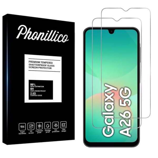Härdat Glas - Phonillico® - Samsung Galaxy A26 5G - Paket med 2 - Repåresistent - Transparent