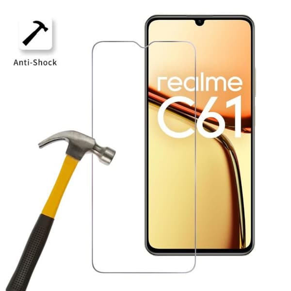 Härdat glas - Phonillico® - Realme C61 - 4-pack - Repellent mot repor - Skärmskydd