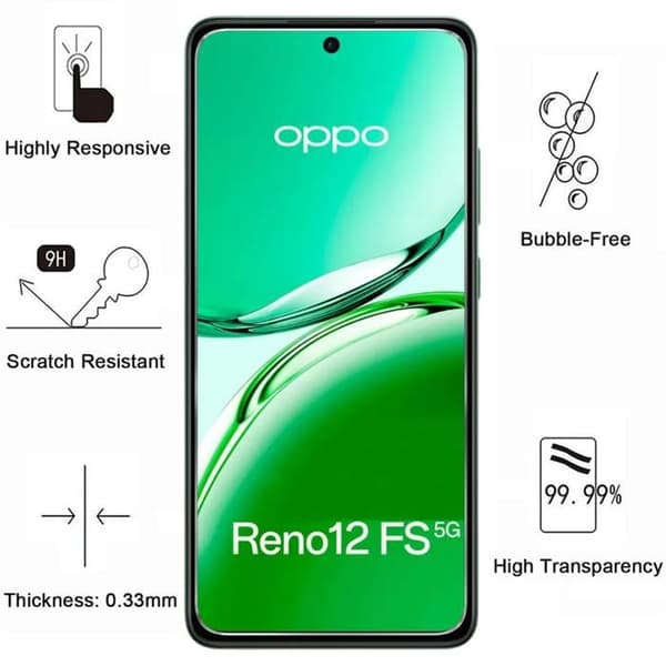 Härdat glas för Oppo Reno 12 FS 5G [Pack 4] Skärmskydd Film Phonillico®
